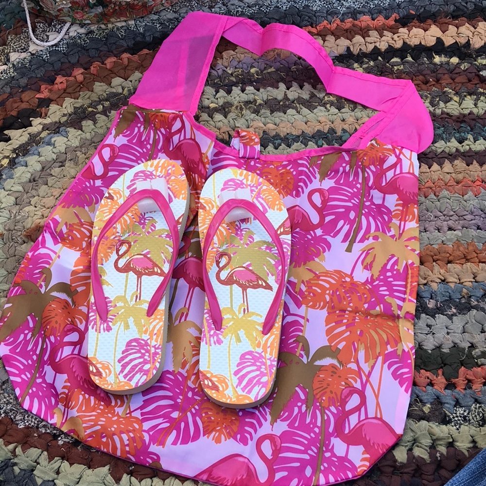 Sandals with Shopping bag Flamingos